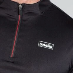 Men's Cody Brushed Half Zip Top Black / Red / Black -Guin Sales Store am3a0104