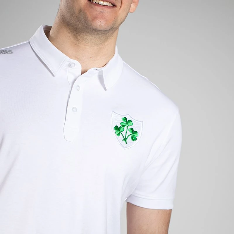 Men's Ireland Shamrock Pima Cotton Polo Shirt White 6 Men's Ireland Shamrock Pima Cotton Polo Shirt White - Image 4