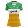 Offaly Ladies LGFA Women's Fit Home Jersey 2023 -Guin Sales Store offaly ladies amb wht grn glenisk lgfa jersey 3d front 1