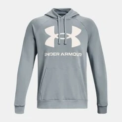 Under Armour Men's Rival Fleece Big Logo Hoodie Harbor Blue / Onyx White -Guin Sales Store ps1357093 465 hf