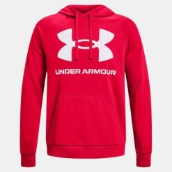 Under Armour Men's Rival Fleece Big Logo Hoodie Red / Onyx White -Guin Sales Store ps1357093 600 hf