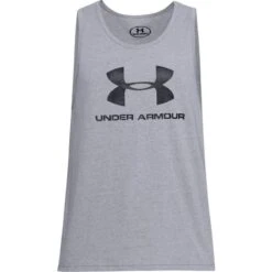 Under Armour Men's UA Sportstyle Logo Tank Steel Light Heather / Black -Guin Sales Store s7.ps1329589 036 hf