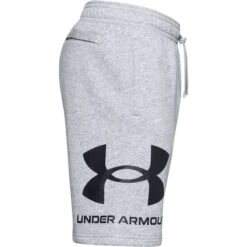 Under Armour Men's UA Rival Fleece Big Logo Shorts Mod Gray Light Heather / Black -Guin Sales Store s7.ps1357118 011 hs