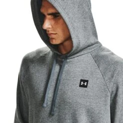 Under Armour Men's UA Rival Fleece Hoodie Pitch Grey Light Heather / Onyx White 10 Under Armour Men's UA Rival Fleece Hoodie Pitch Grey Light Heather / Onyx White -Guin Sales Store s7.v5 1357092 012 hood