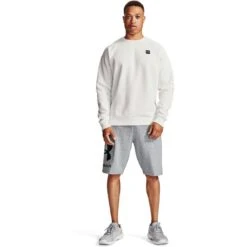 Under Armour Men's UA Rival Fleece Big Logo Shorts Mod Gray Light Heather / Black -Guin Sales Store s7.v5 1357118 011 fsf
