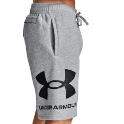 Under Armour Men's UA Rival Fleece Big Logo Shorts Mod Gray Light Heather / Black -Guin Sales Store s7.v5 1357118 011 sc