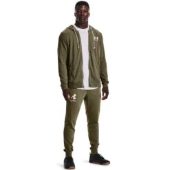 Under Armour Men's Rival Terry Full Zip Hoodie Tent / Onyx White -Guin Sales Store s7.v5 1370409 361 fsf