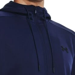 Under Armour Men's Fleece® Full-Zip Hoodie Midnight Navy / Black -Guin Sales Store s7.v5 1373357 410 collar
