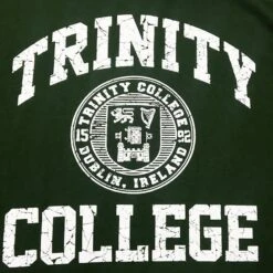Trinity College Dublin Crest T-Shirt Bottle Green / White -Guin Sales Store trin1019 3