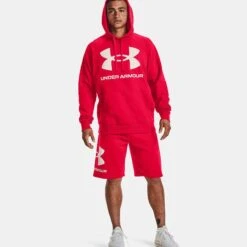 Under Armour Men's Rival Fleece Big Logo Hoodie Red / Onyx White -Guin Sales Store v5 1357093 600 fsf