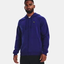 Under Armour Men's Rival Fleece Full Zip Hoodie Sonar Blue / Onyx White